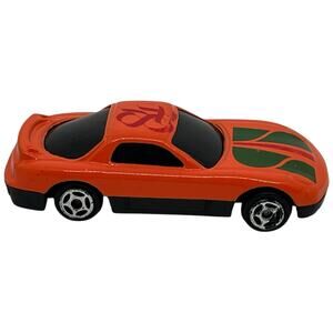 Vintage 90s Orange Diecast Car with #84 Red Flames & Green Graphics